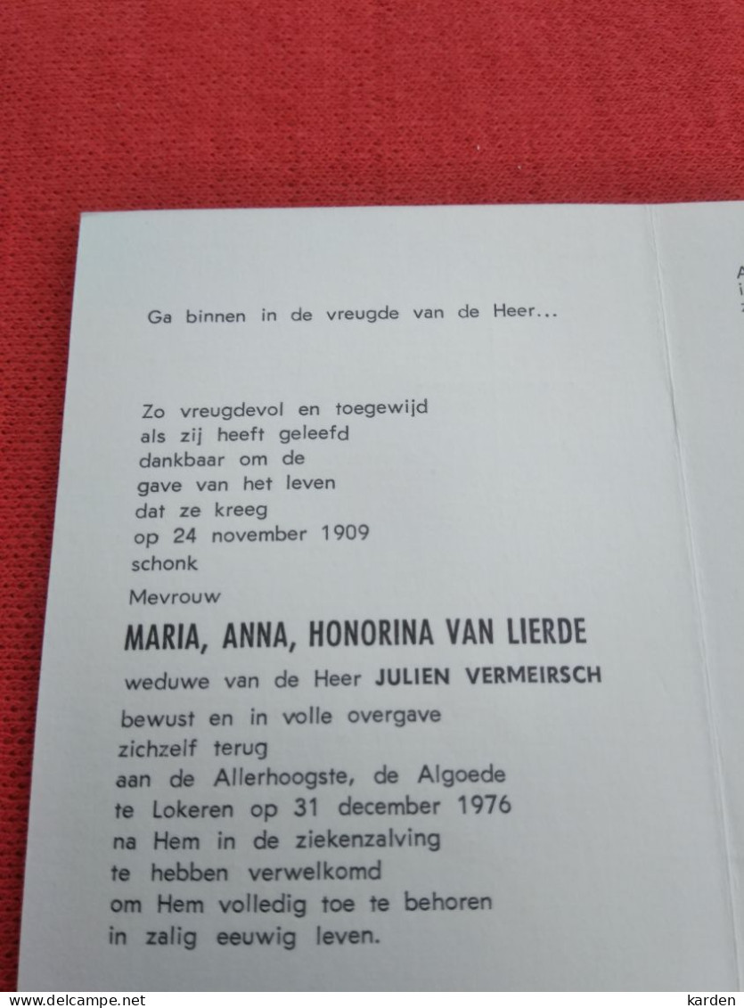 Doodsprentje Maria Anna Honorina Van Lierde / 24/11/1909 Lokeren 31/12/1976 ( Julien Vermeirsch ) - Religion &  Esoterik