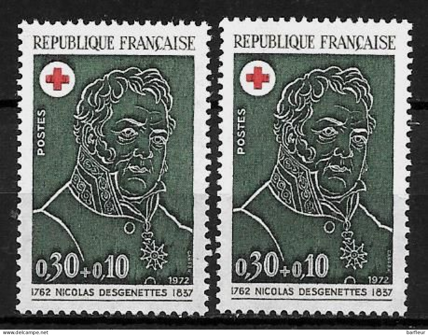 Année 1972 : Y. & T. N° 1735 ** Fond Vert Et Fond Fond Vert Noir Entre Les 2 Timbres Ex 1 - Unused Stamps
