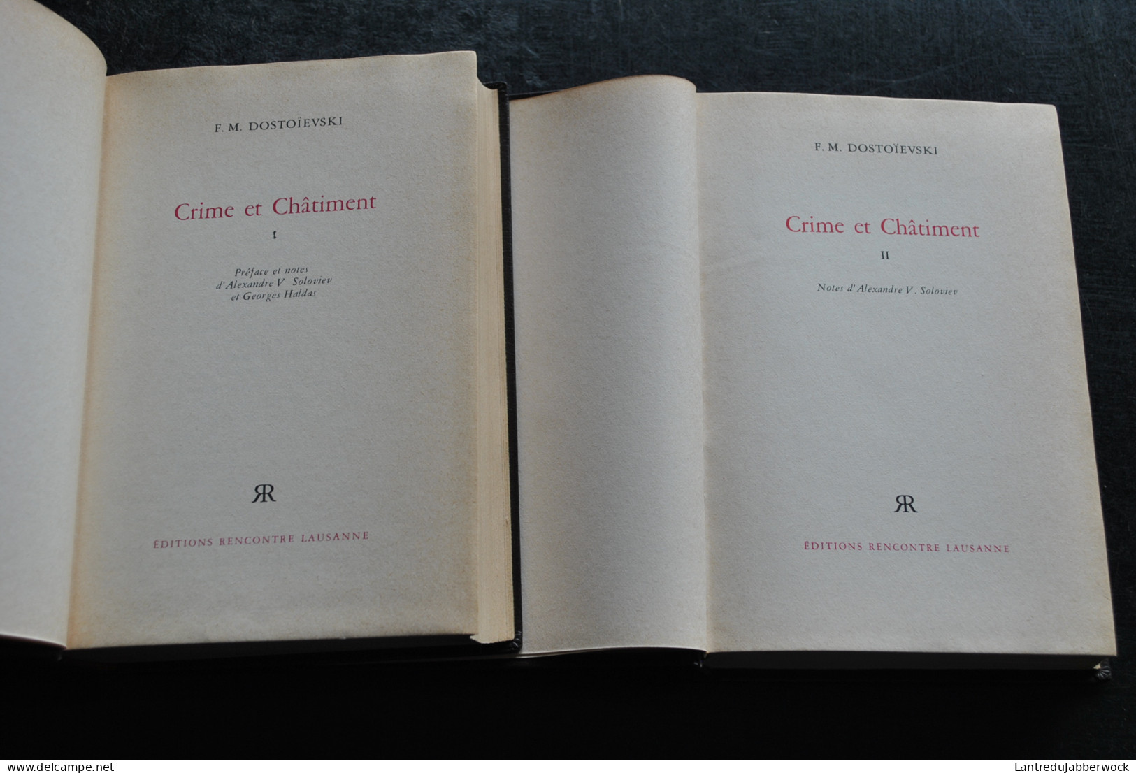 Fiodor Dostoïevski Crime Et Châtiment Complet En 2 Volumes Editions Rencontre 1967 - Reliure Simili Cuir - Auteurs Classiques