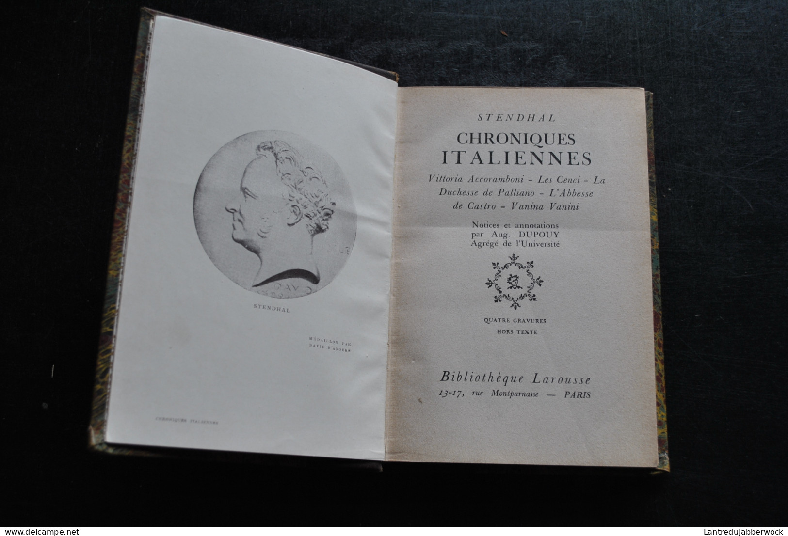 STENDHAL Chroniques Italiennes Vittoria Accoramboni Les Censi Duchesse De Palliano Abbesse De Castro Vanina Vanini 1923 - Otros Clásicos