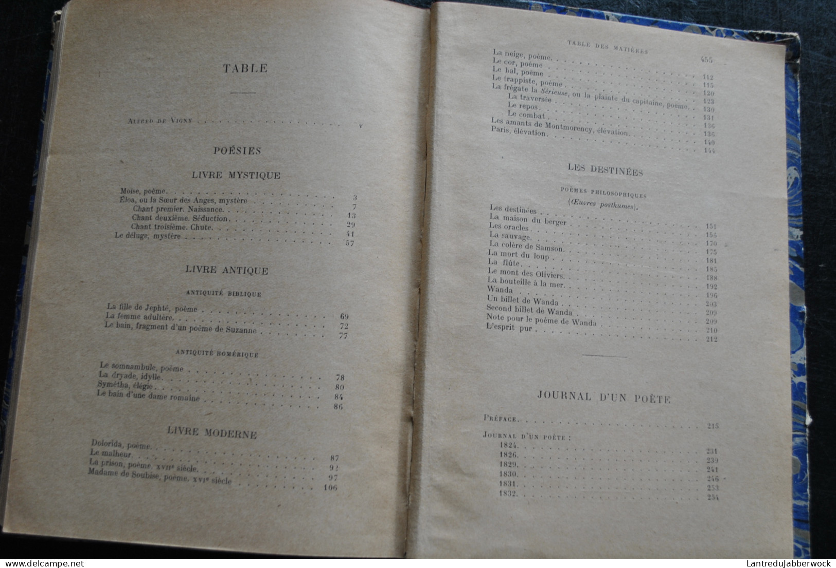 Alfred De Vigny Poésies Et Journal D'un Poète Ouvrage Illustré Collection Des Grands Classiques Français  Reliure Cuir - Franse Schrijvers