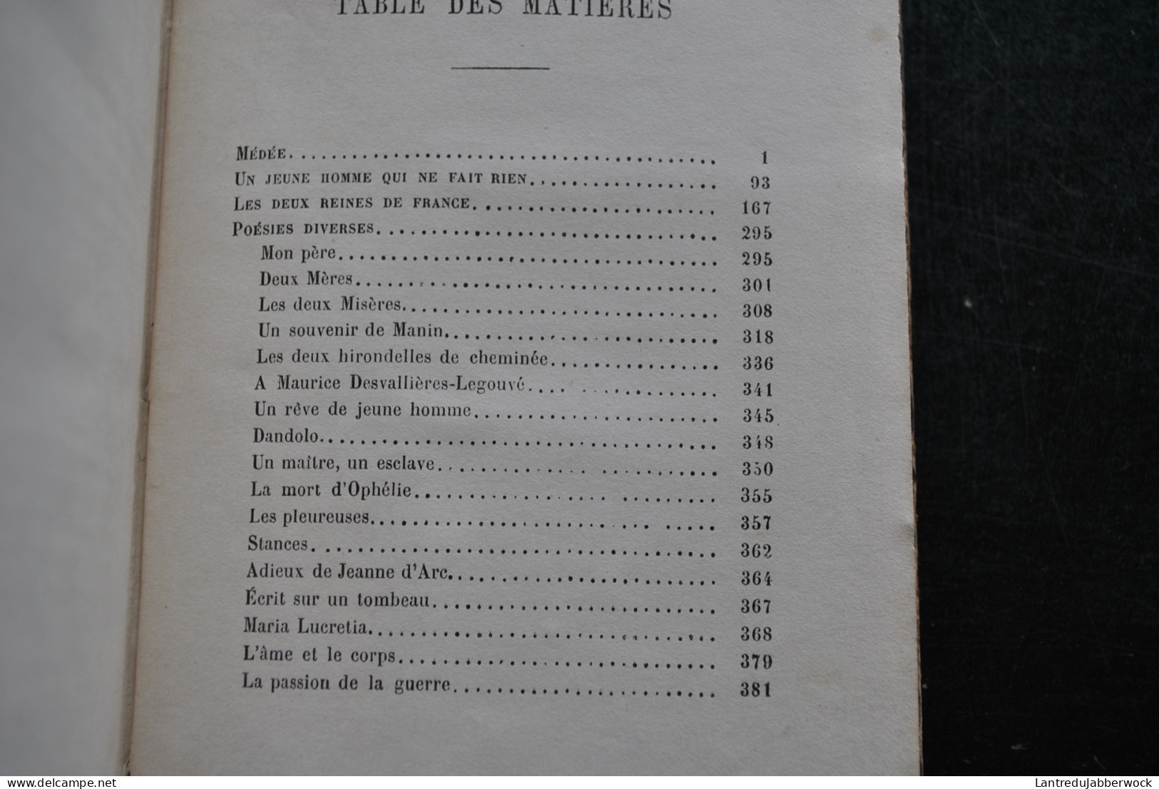 Ernest LEGOUVE Théâtre Complet Pièces En Vers Médée Les Deux Reines De France Poésies Didier & Cie 1873 Reliure Cuir - Autori Francesi