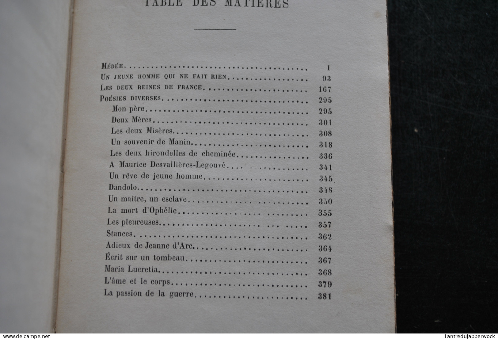 Ernest LEGOUVE Théâtre Complet Pièces En Vers Médée Les Deux Reines De France Poésies Didier & Cie 1873 Reliure Cuir - Franse Schrijvers