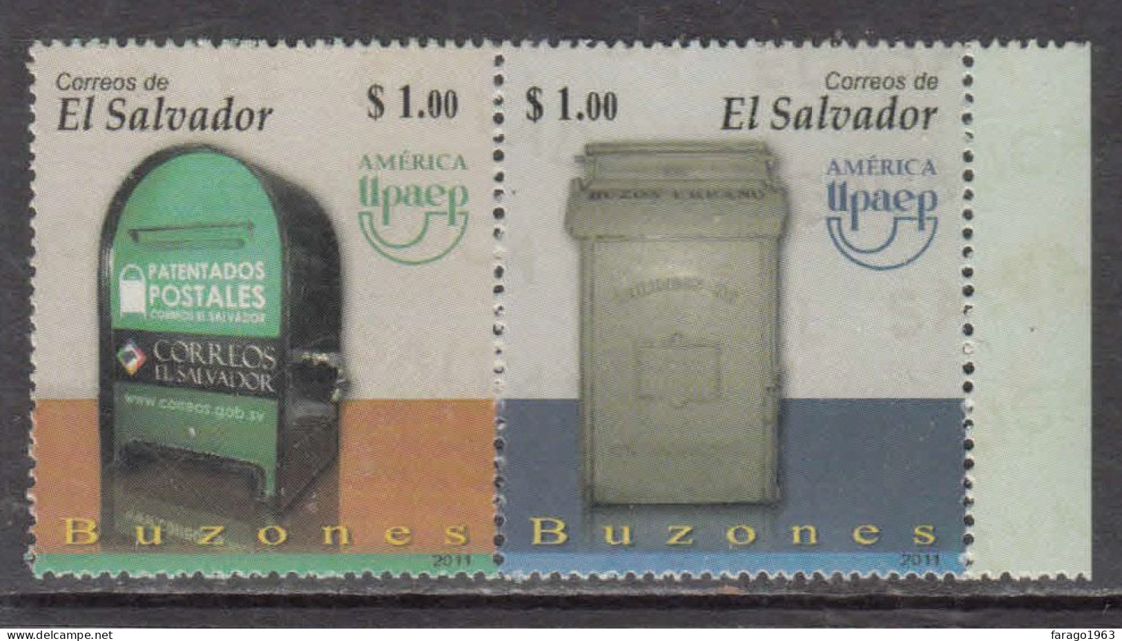 2011 El Salvador Upaep Mailboxes Complete Pair MNH - El Salvador