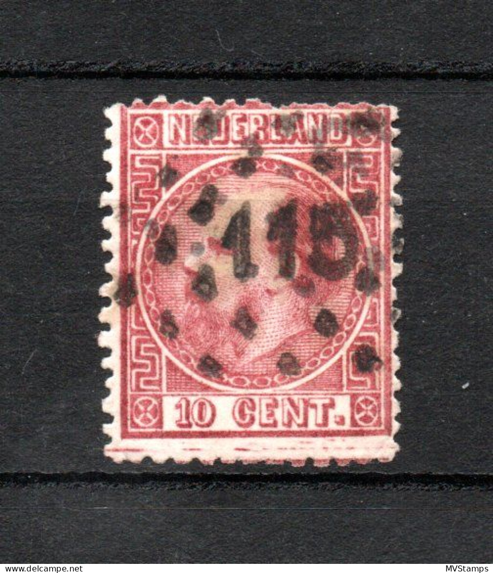 Nederland 1867 Zegel 8 Wilhelm III Met Puntstempel 115 (Vlaardingen) - Gebruikt