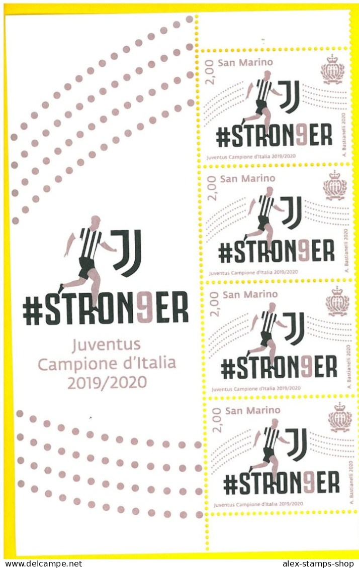 SAN MARINO 2020 BANDELLA CALCIO JUVENTUS CAMPIONE D'ITALIA 2019-2020 + 4 VAL. - Blocks & Sheetlets