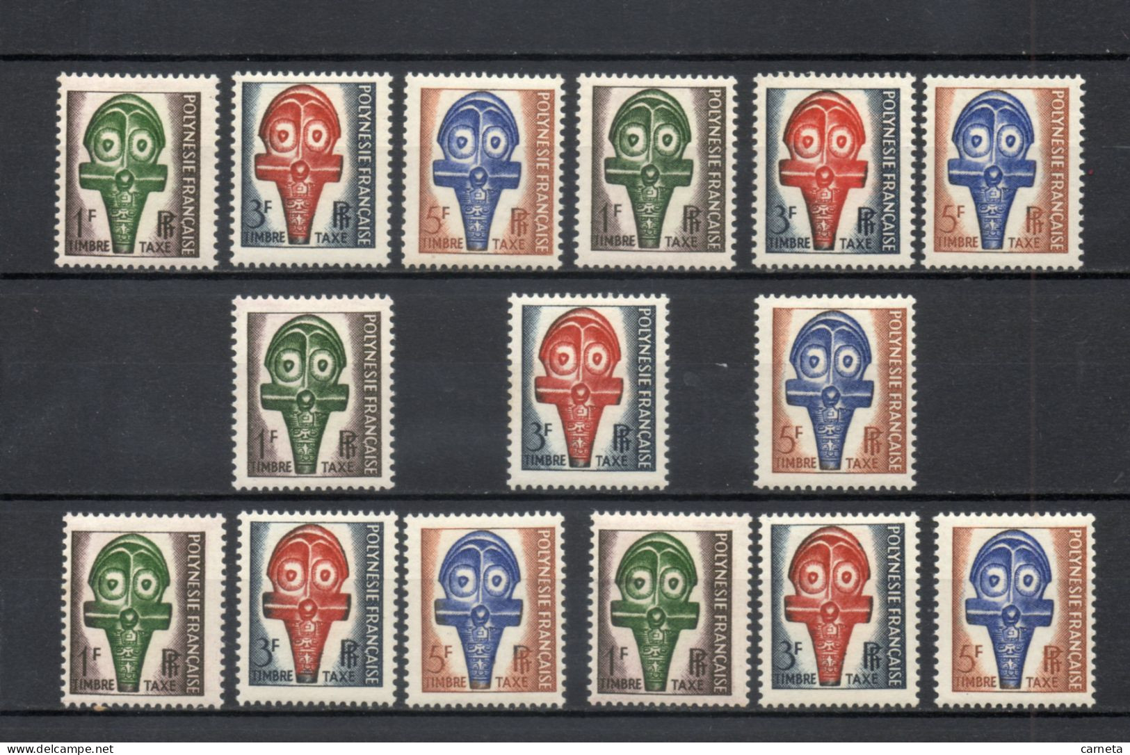 POLYNESIE TAXE  N°  1 à 3  CINQ EXEMPLAIRES   NEUFS SANS CHARNIERE COTE  14.50€    MASQUE - Timbres-taxe