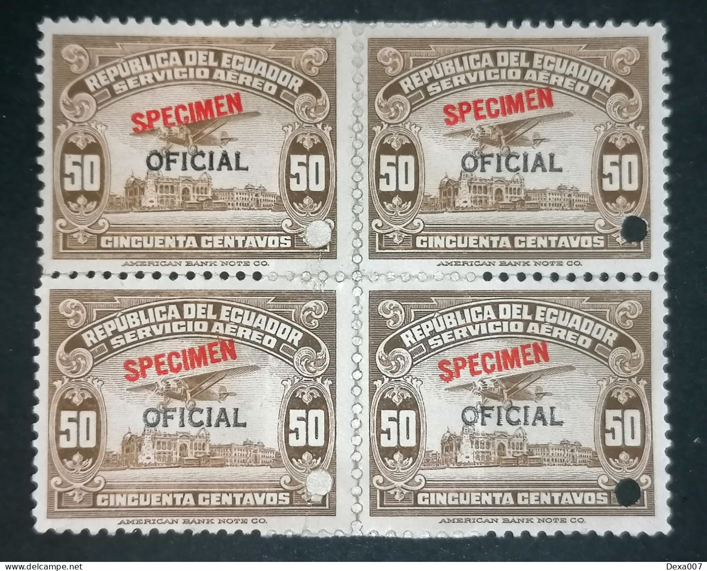 Ecuador Specimen Stamps Block Of 4 - Ecuador
