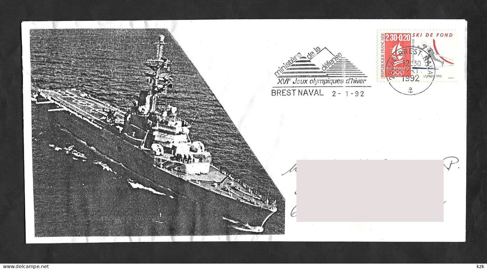 18	069	-	XVI° JO D'Hiver - Poste Aux Armées  -  Brest Naval 2/01/1992 - Hiver 1992: Albertville