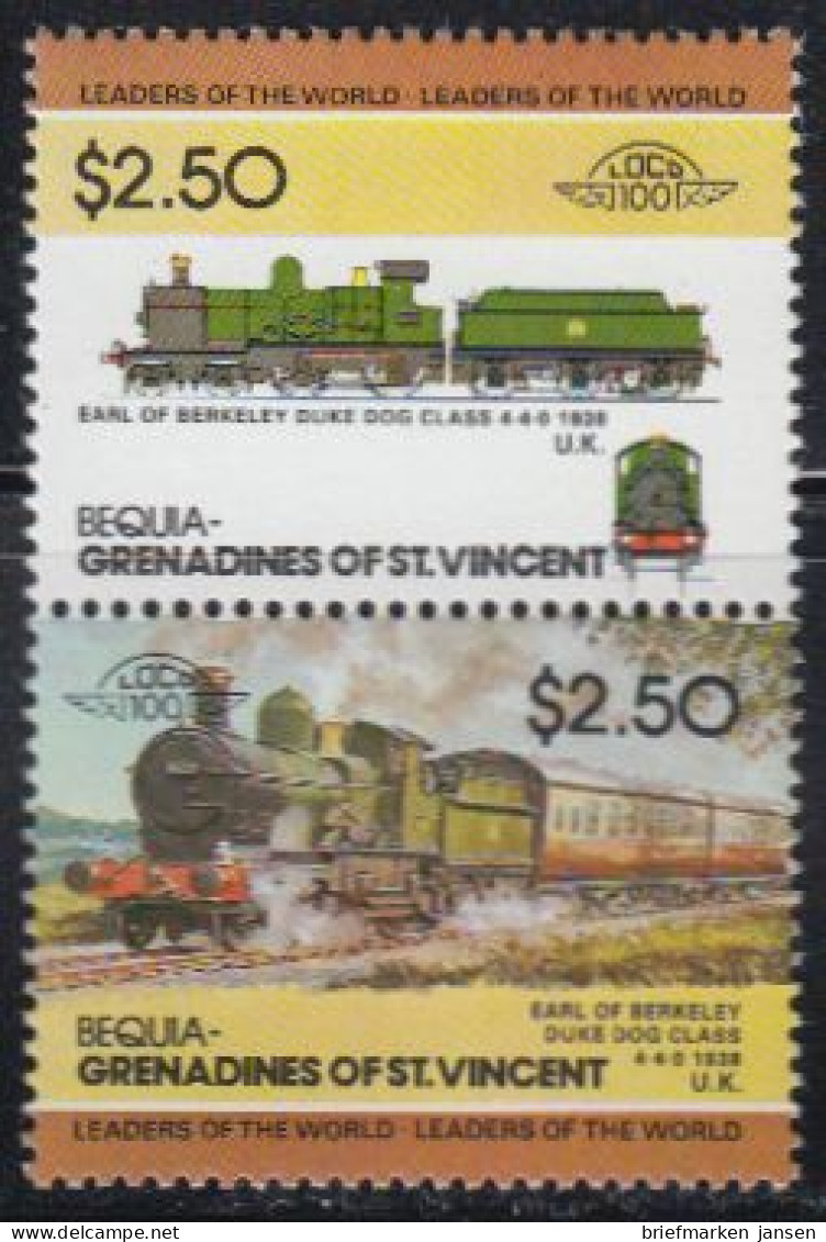 St.Vincent-Grenadinen-Bequia Mi.Nr. Zdr.62-63 Lokomotiven Earl Of Berkeley (2 W) - St.Vincent (1979-...)