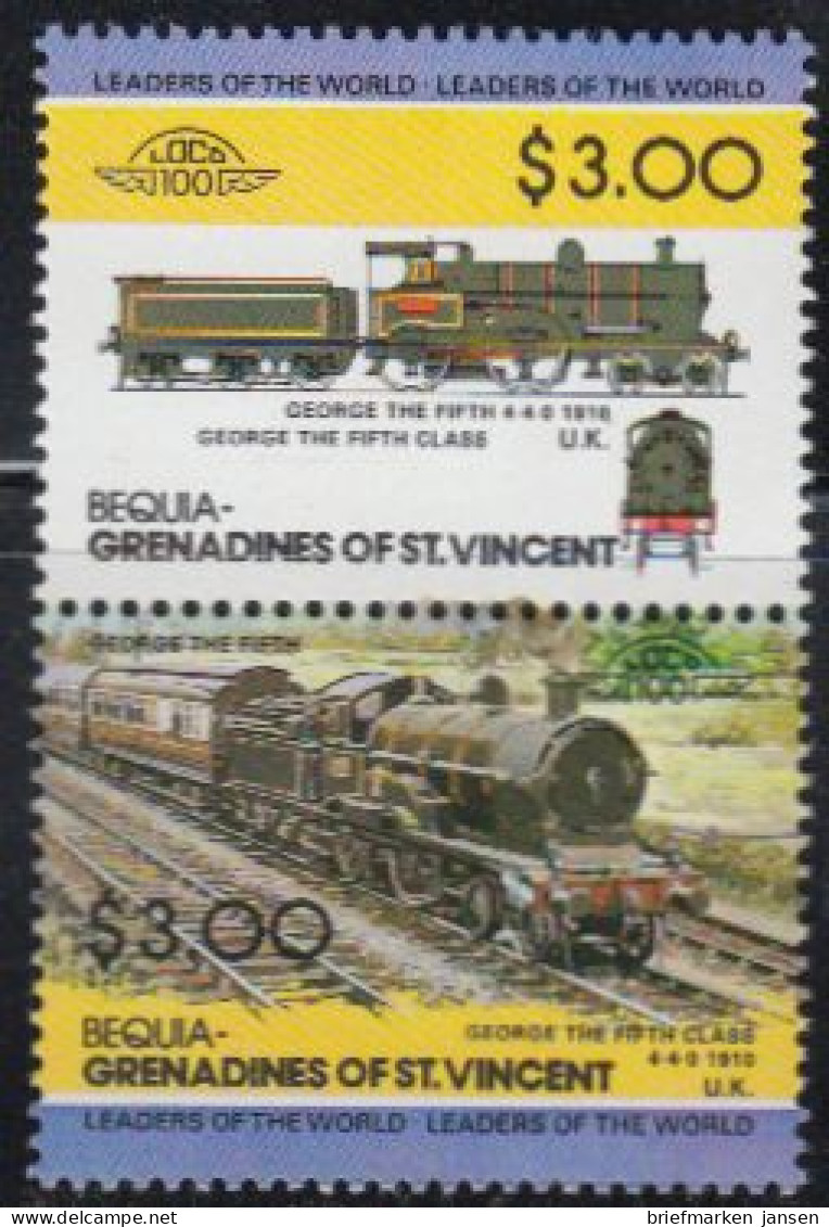 St.Vincent-Grenadinen-Bequia Mi.Nr. Zdr.64-65 Lokomotiven George The Fifth (2 W) - St.Vincent (1979-...)