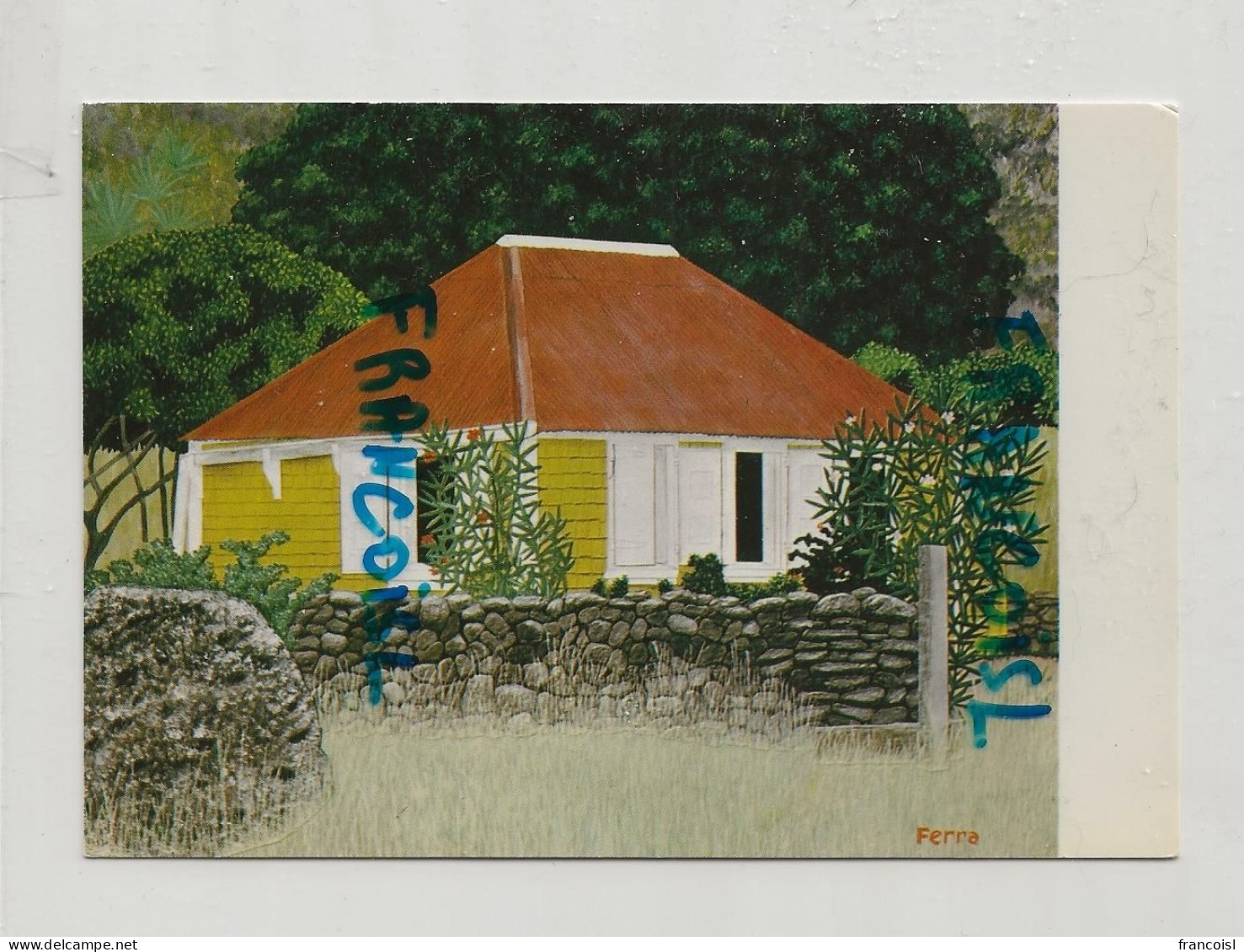 France. Antilles Françaises. St-Barthelemy. Maison à Grand Fond. Peinture De Margot Ferra Doniger - Saint Barthelemy