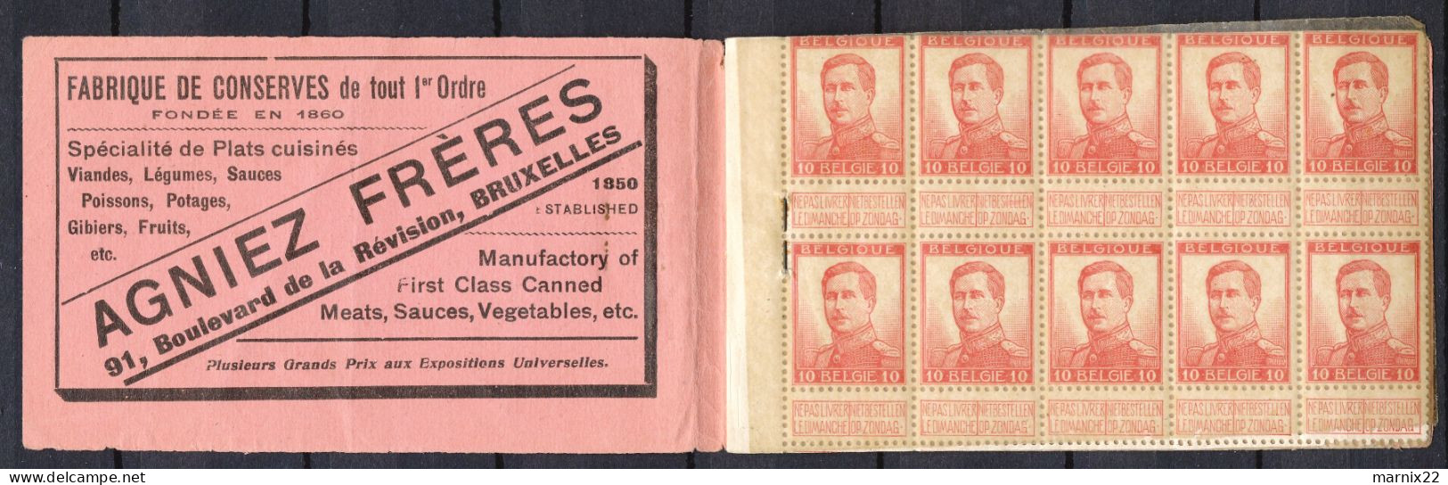 POSTZEGELBOEKJE 1913 MET 40 ZEGELS (123) - CARNET DE TIMBRE POSTE - (10 Zegels Ontbreken)                          Vs182 - 1907-1941 Alte [A]