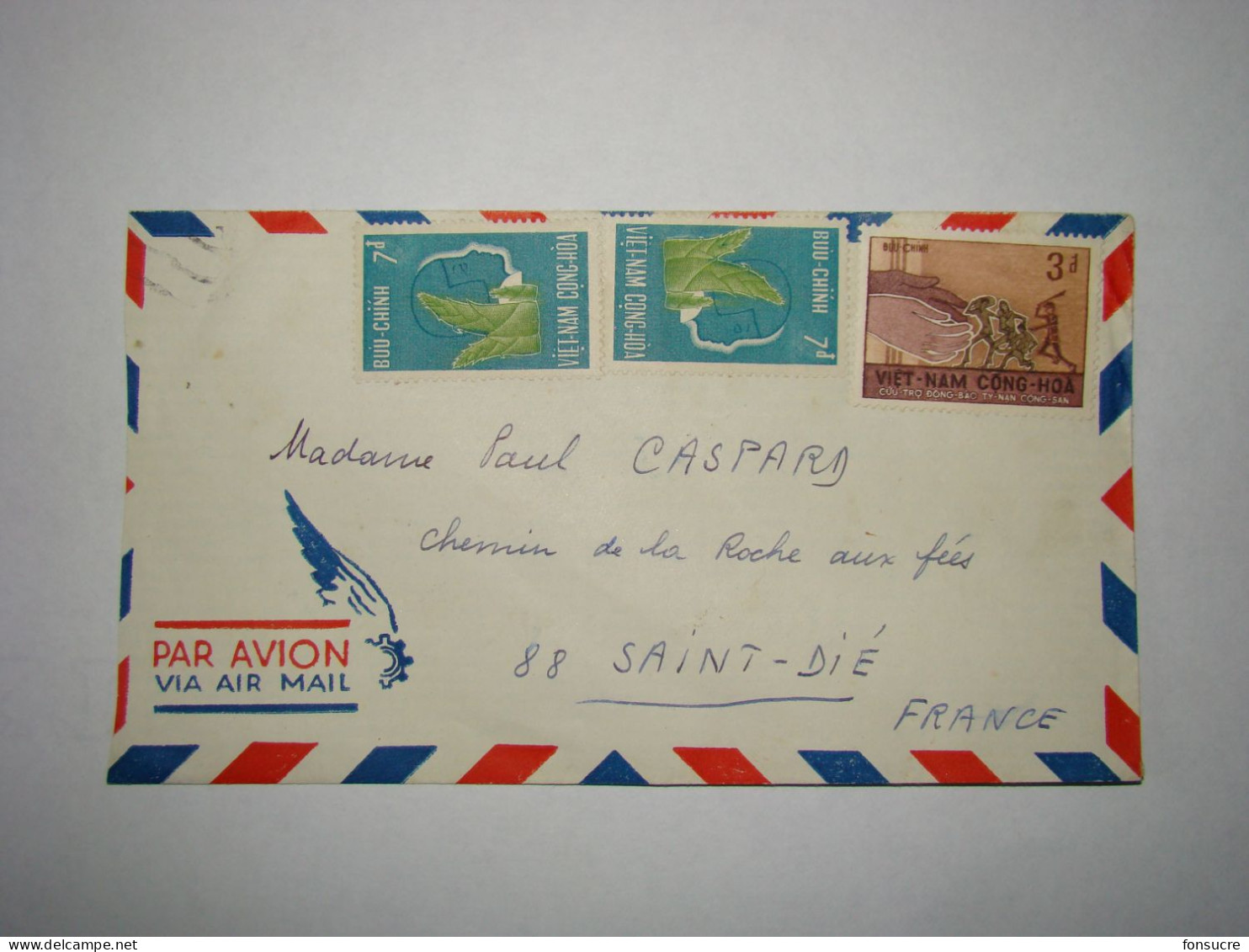 4233 Lettre Par Avion Air Mail Saïgon Viêt-Nam Cong-Hoa Buu-Ching Non Oblitérés Pour St Dié Vosges France - Viêt-Nam