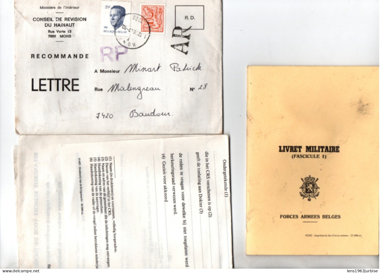 Armée Belge , ABL , 6 Documents , Mons - French