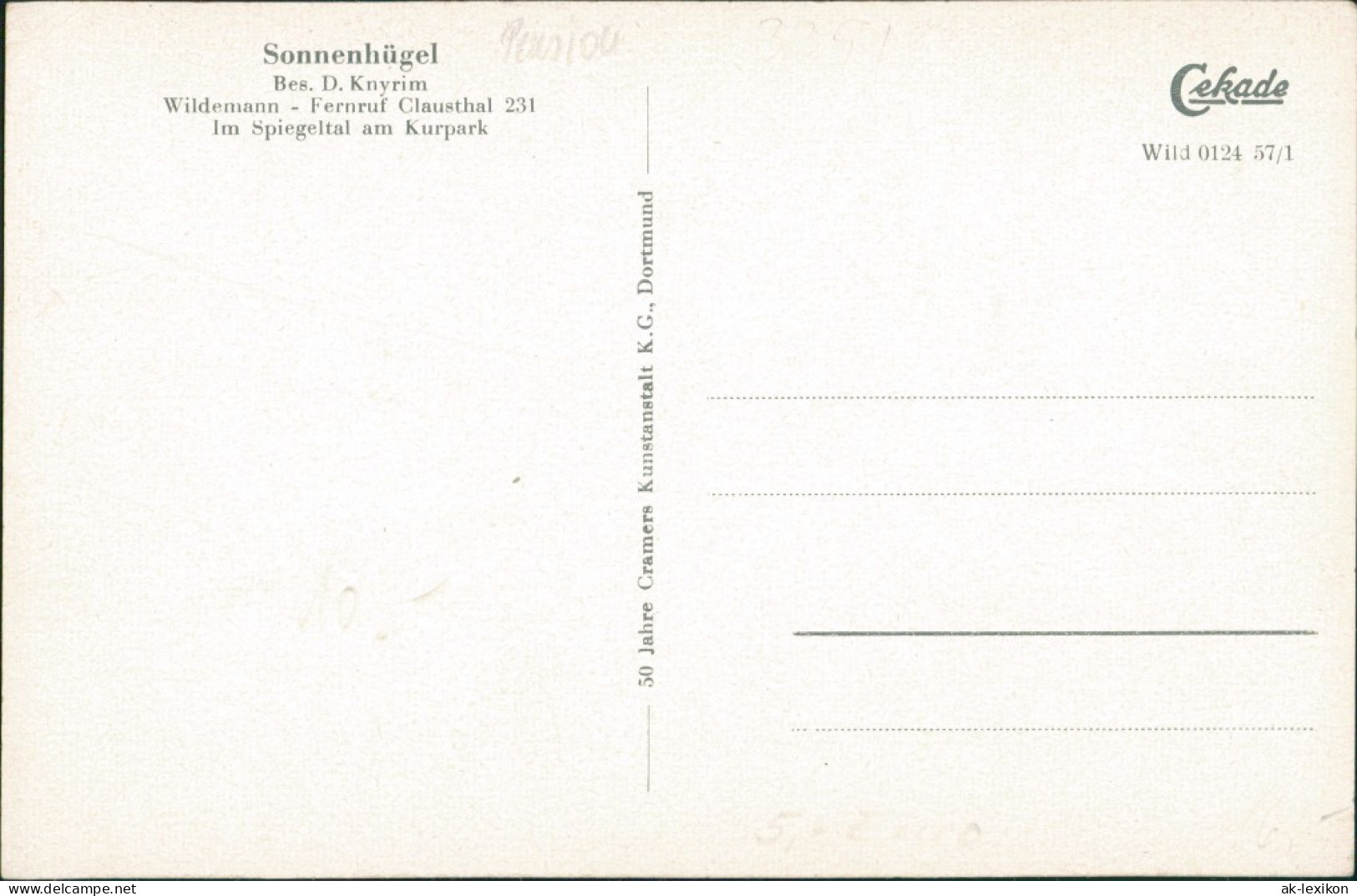 Wildemann (Innerstetal) Gasthaus Und Hotel Sonnenhühel Innen 1957 - Wildemann