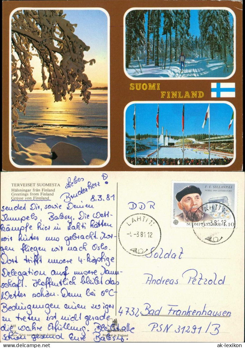 .Finnland Suomi TERVEISET SUOMESTA Mehrbild-AK Winter-Impressionen 1981 - Finland