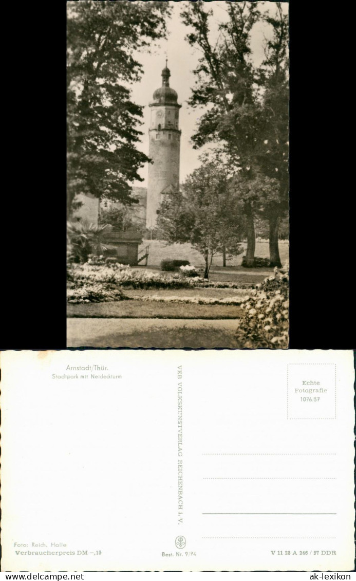 Arnstadt Stadtpark, Park, Partie Am Neideckturm DDR Postkarte 1957 - Arnstadt