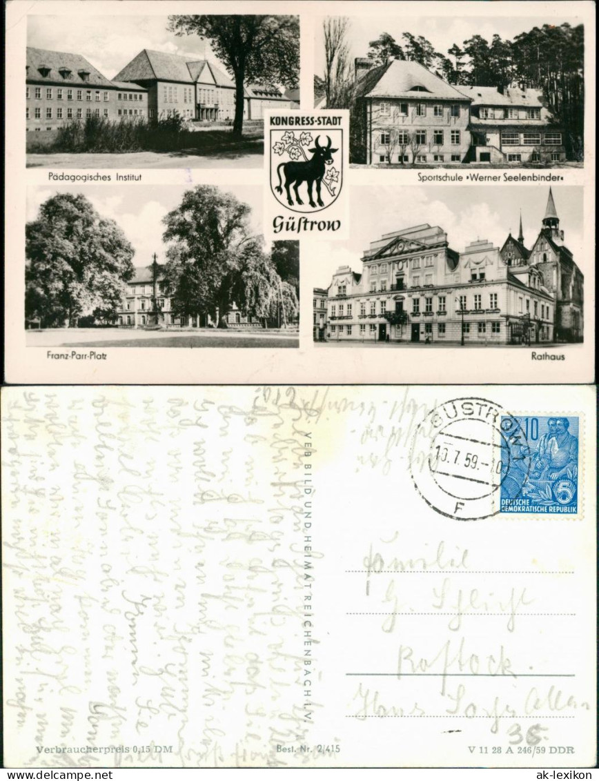 Güstrow DDR Mehrbild-AK Pädagogisches Institut,  S 1959 - Güstrow