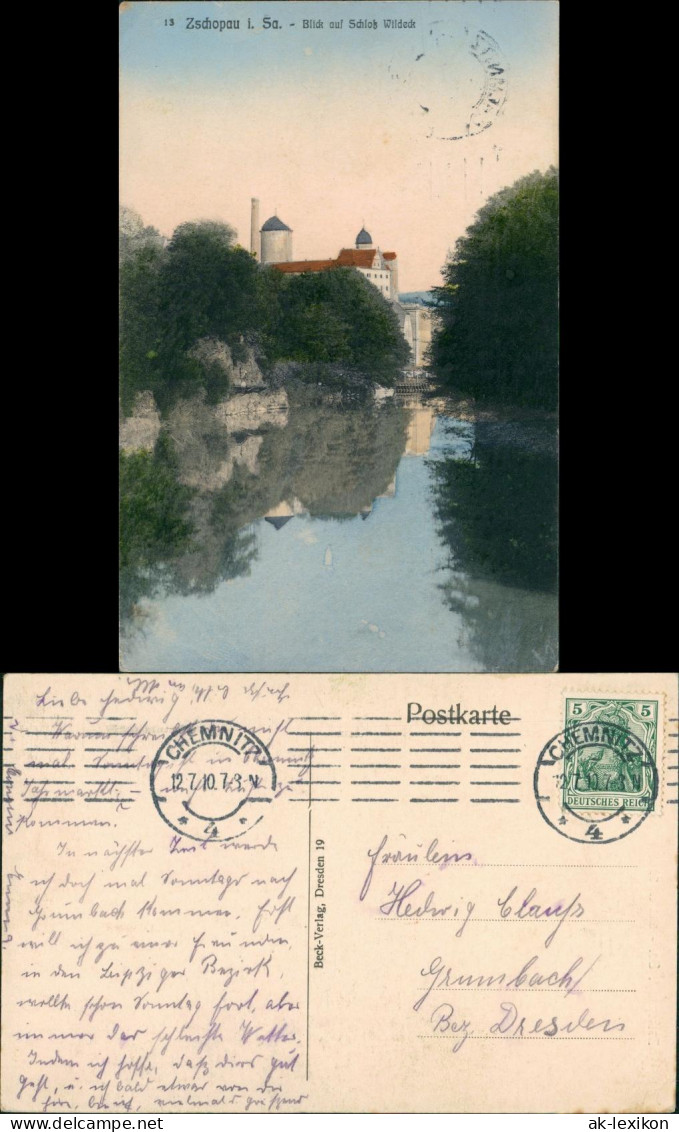 Zschopau Schloss Wildeck Zschopau Fluss Partie 1910 - Zschopau