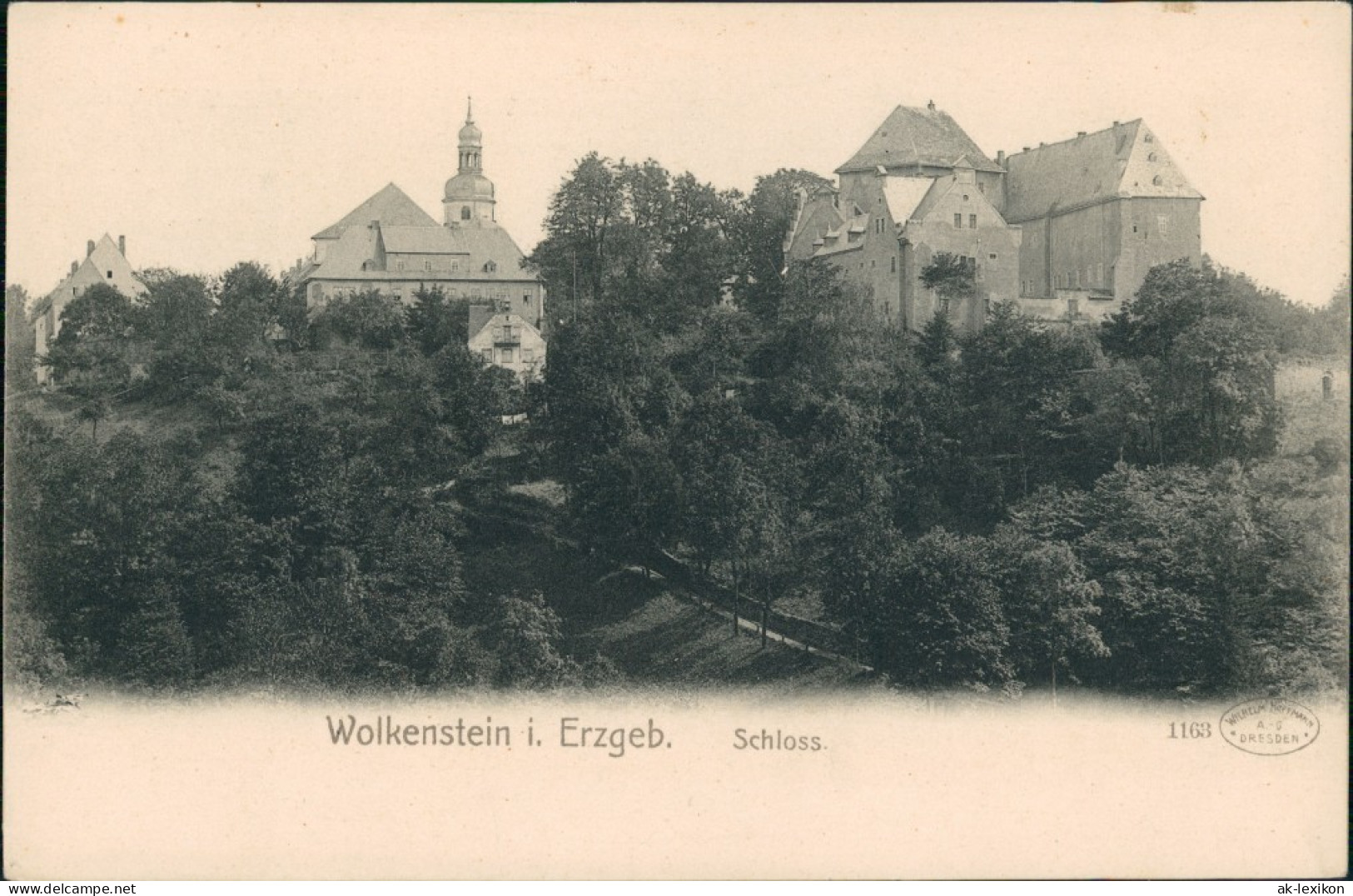 Ansichtskarte Wolkenstein Schloß Gesamtansicht Erzgebirge Region 1900 - Wolkenstein