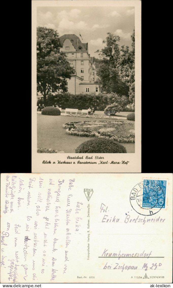 Ansichtskarte Bad Elster Sanatorium Sachsenhof 1956 - Bad Elster