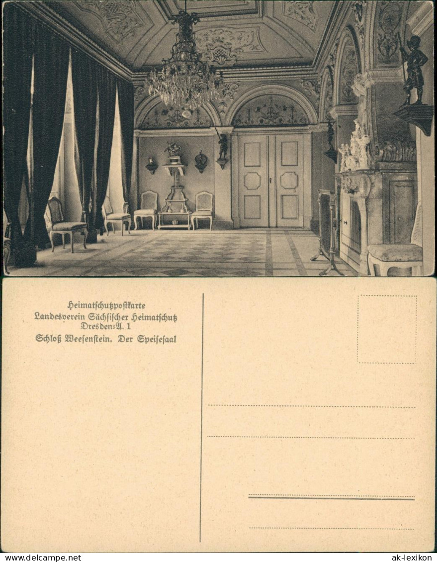 Ansichtskarte Weesenstein (Müglitz) Schloss Weesenstein - Spesiezimmer 1922 - Weesenstein A. D. Mueglitz