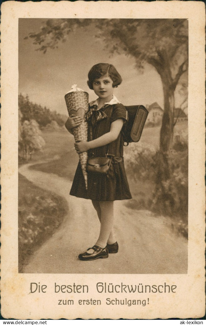 Glückwunsch - Schulanfang/Einschulung Mädchen Zuckertüte 1932 - Eerste Schooldag