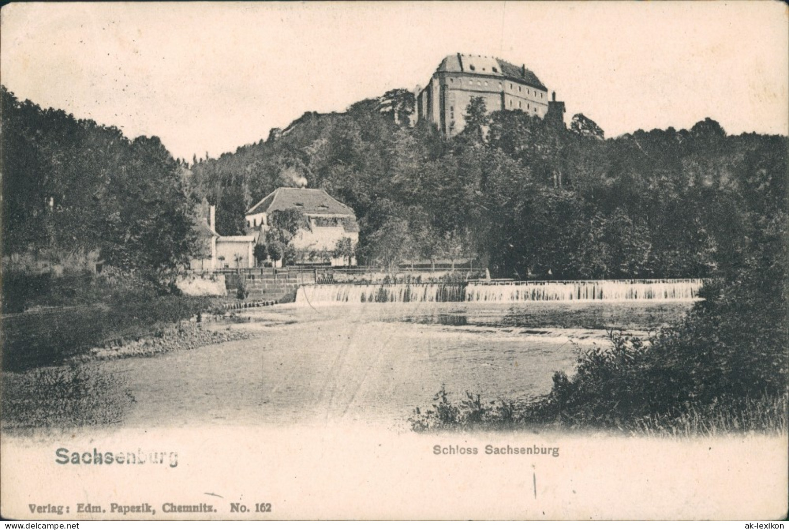 Frankenberg (Sachsen) Wasserfall Am Fuße Von Schloß Sachsenburg Mulde 1903 - Frankenberg