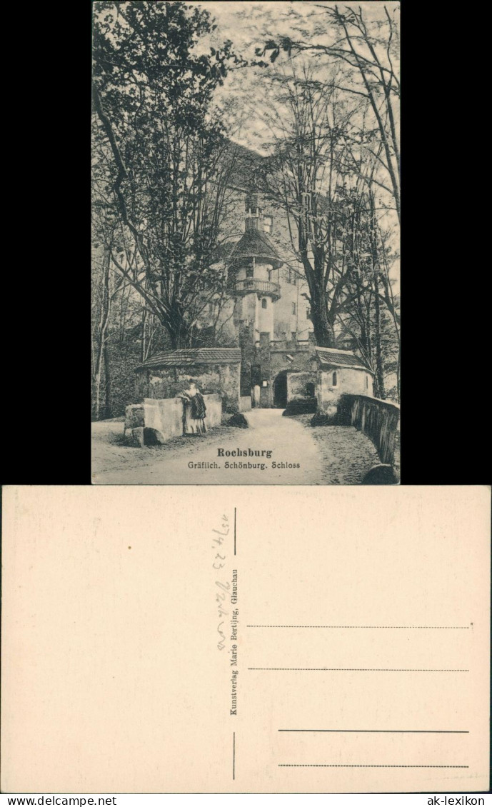 Ansichtskarte Rochsburg-Lunzenau Schloss Frau An Mauer Gelehnt 1923 - Lunzenau