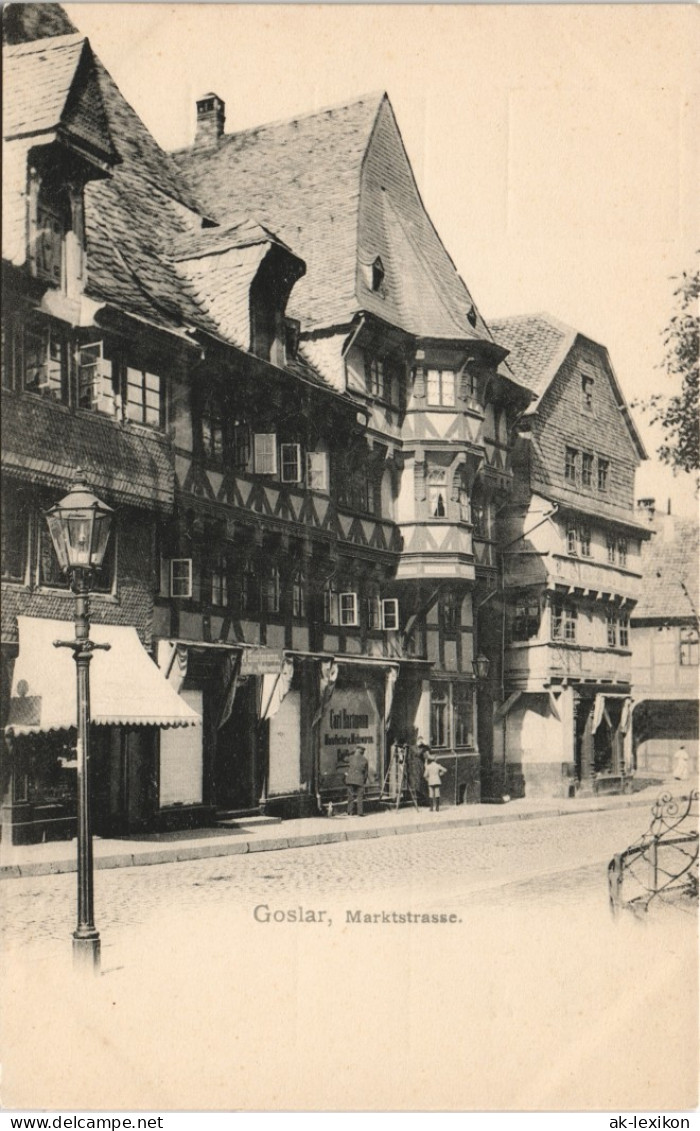 Ansichtskarte Goslar Marktstraße Mit Personen Vor Geschäft Carl H. 1900 - Goslar