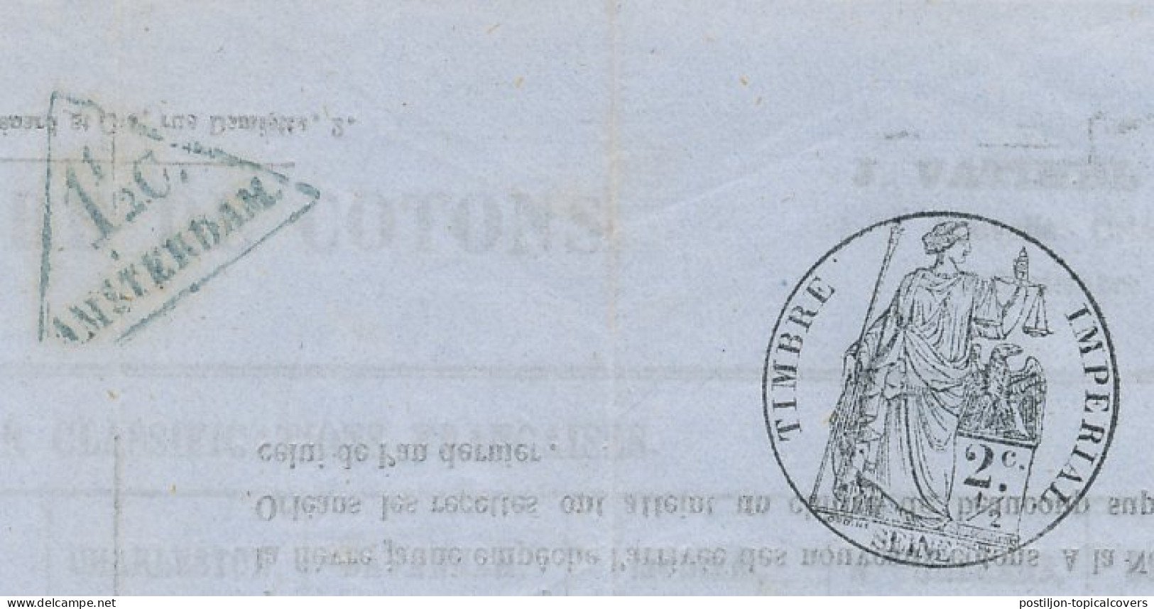 Amsterdam 1 1/2 C. Drukwerk Driehoekstempel 1854 - Revenue Stamps