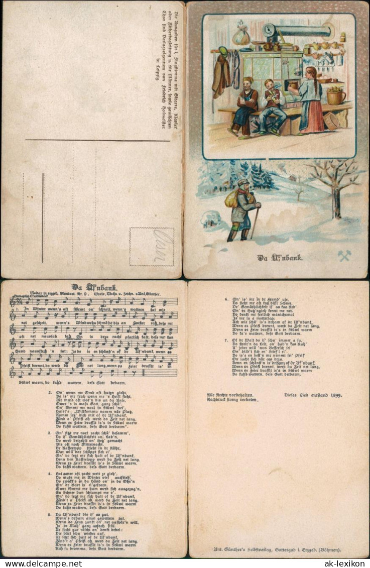Liedkarten Erzgebirge Da Ufnbank 1912 Erzgebirge, Anton Günther Gottesgab:9 - Musique