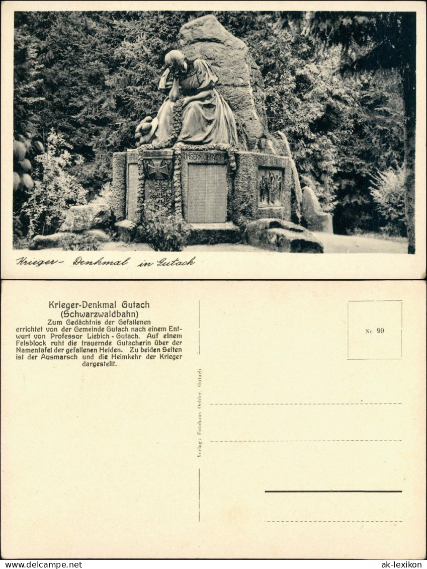 Ansichtskarte Gutach (Schwarzwaldbahn) Kriegerdenkmal# 1932 - Gutach (Schwarzwaldbahn)