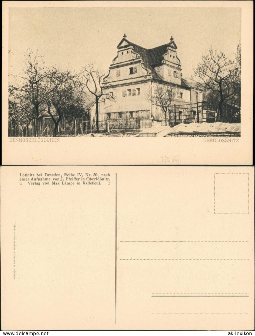 Ansichtskarte Oberlößnitz-Radebeul BENNO SCHLÖSSCHEN 1922 - Radebeul
