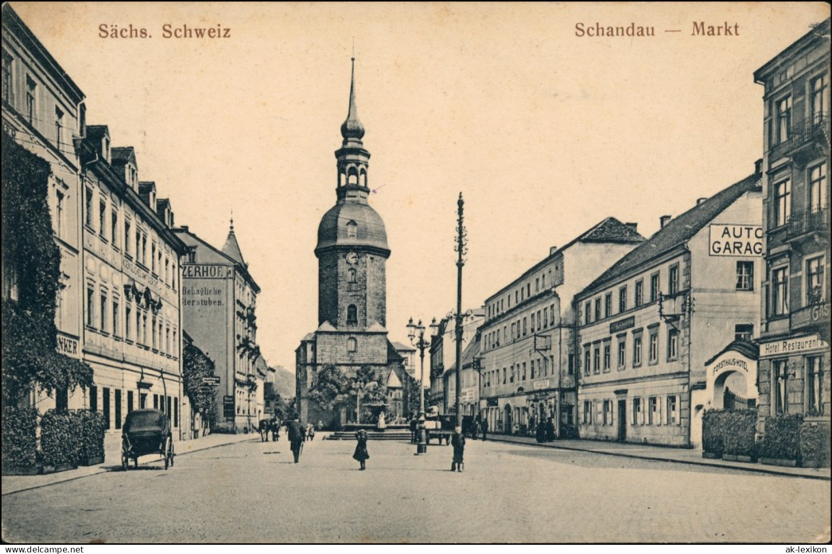 Ansichtskarte Bad Schandau Marktplatz . Werbung 1925 - Bad Schandau