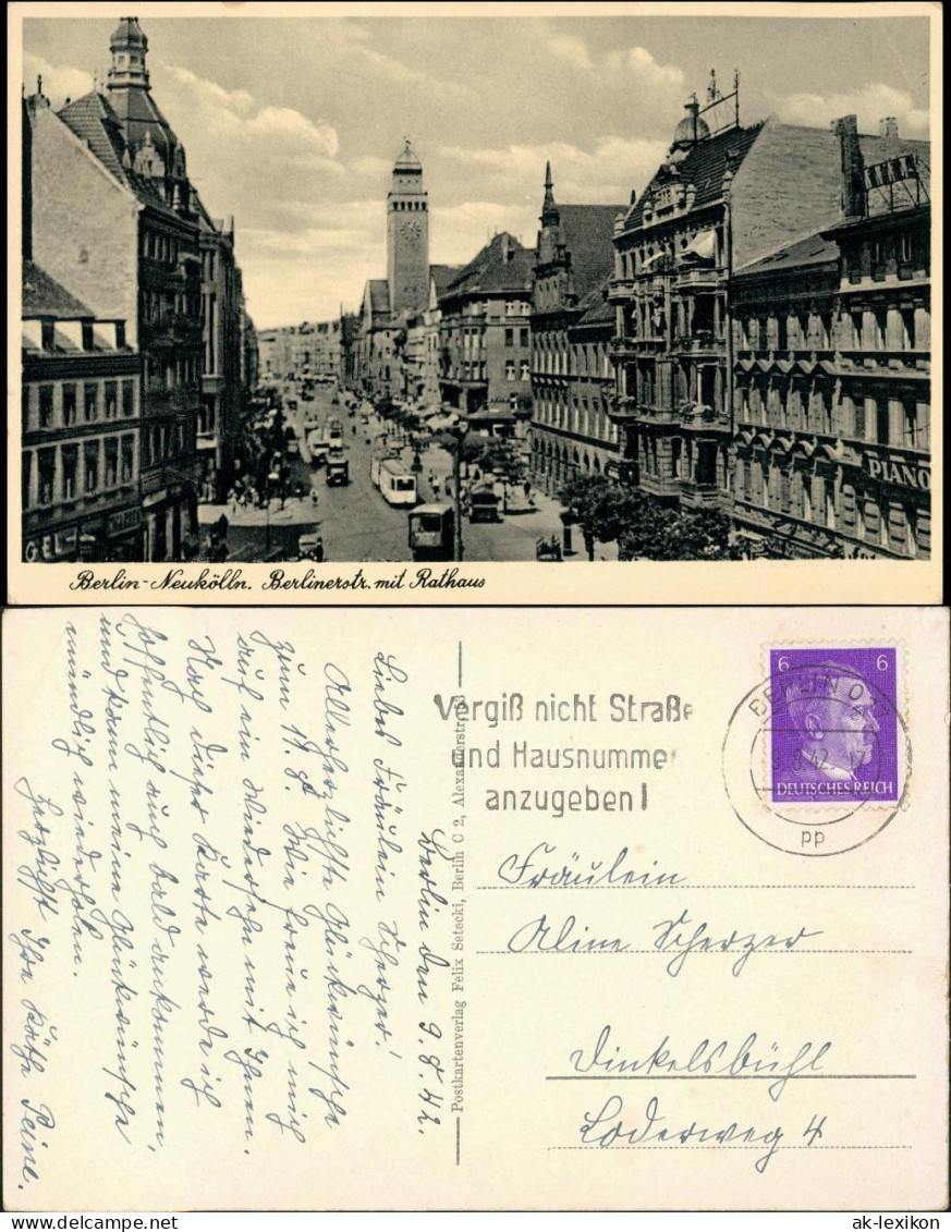 Ansichtskarte Neukölln-Berlin Rixdorf Berlinerstrasse 1942 - Neukoelln