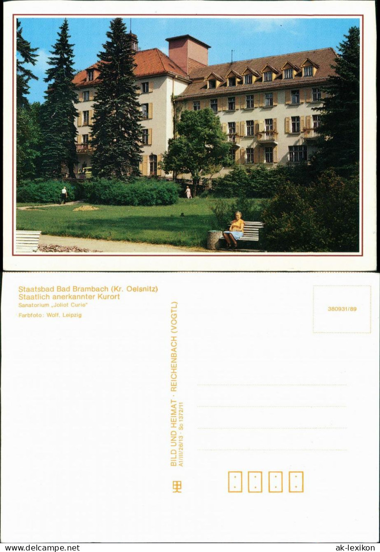 Ansichtskarte Bad Brambach Sanatorium Joliot Curie DDR Postkarte 1989 - Bad Brambach