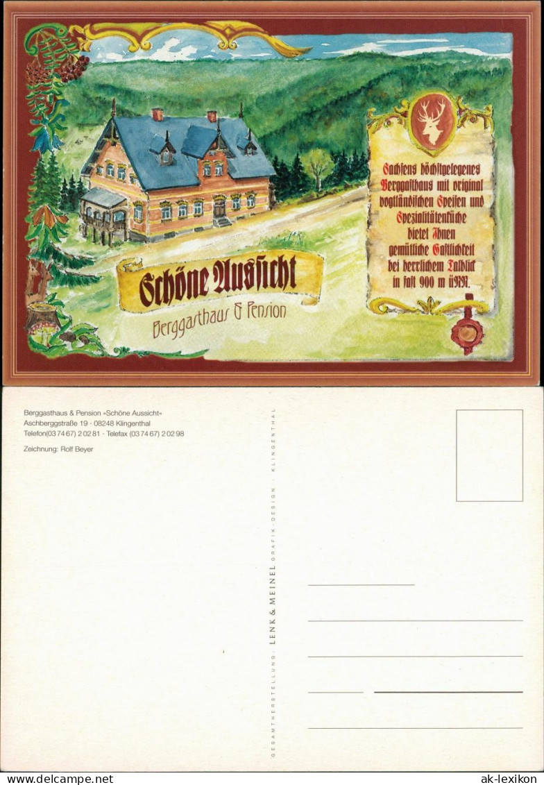 Sachsenberg-Georgenthal-Klingenthal Gasthaus Pension Zeichnung Rolf Beyer 1970 - Klingenthal