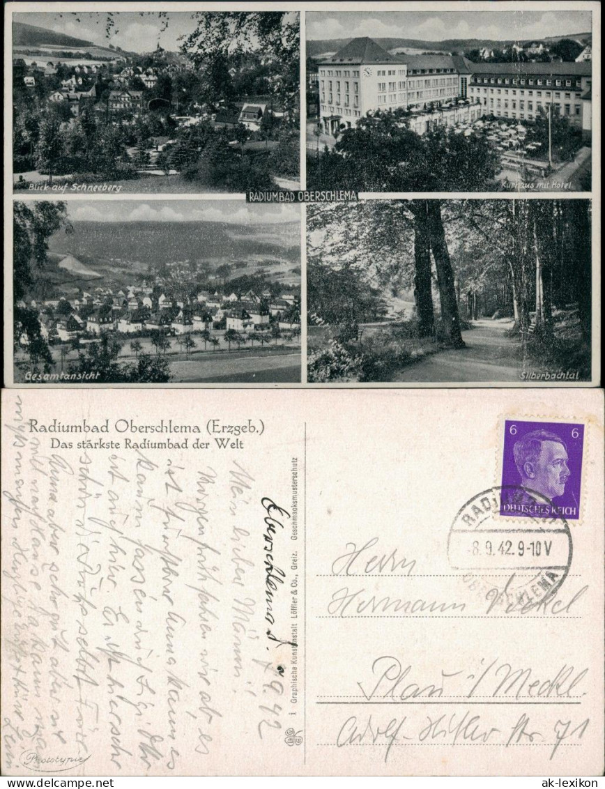 Ansichtskarte Oberschlema-Bad Schlema 4 Bild: Totale, Hotel 1942 - Bad Schlema