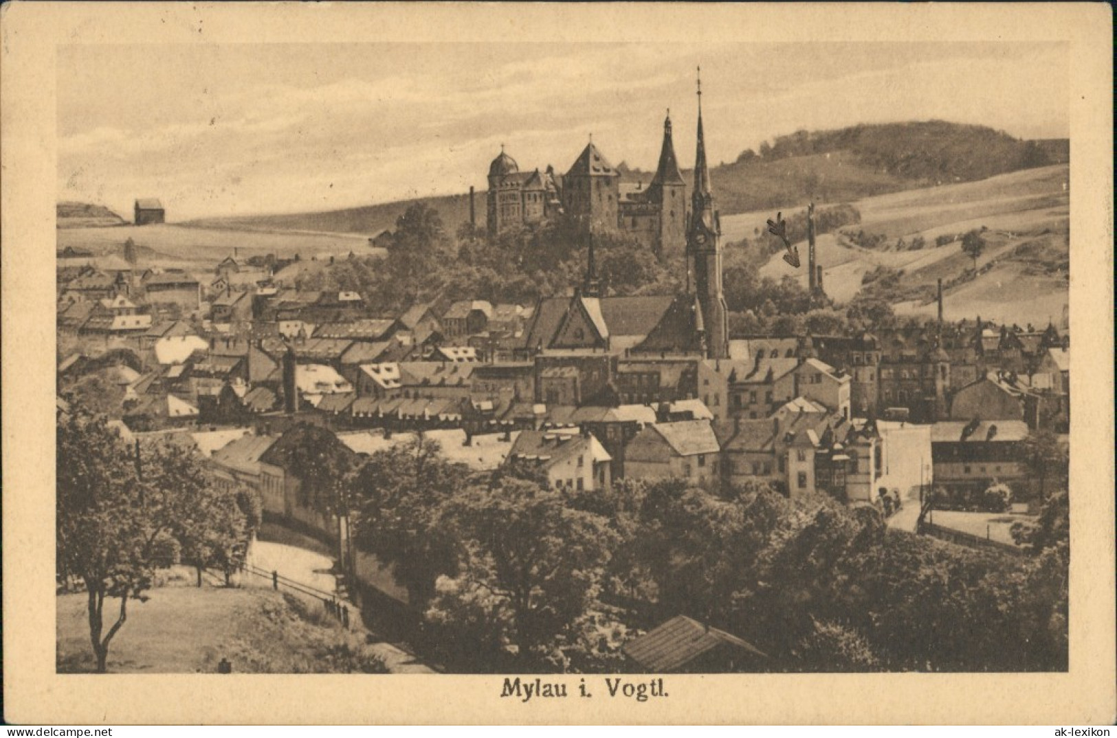 Ansichtskarte Mylau Kaiserschloss Panorama-Ansicht 1919 - Mylau