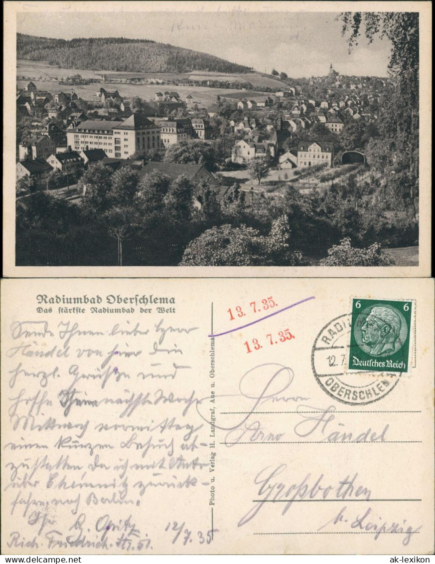 Oberschlema-Bad Schlema Panorama-Ansicht Teilansicht Der Stadt 1935 - Bad Schlema