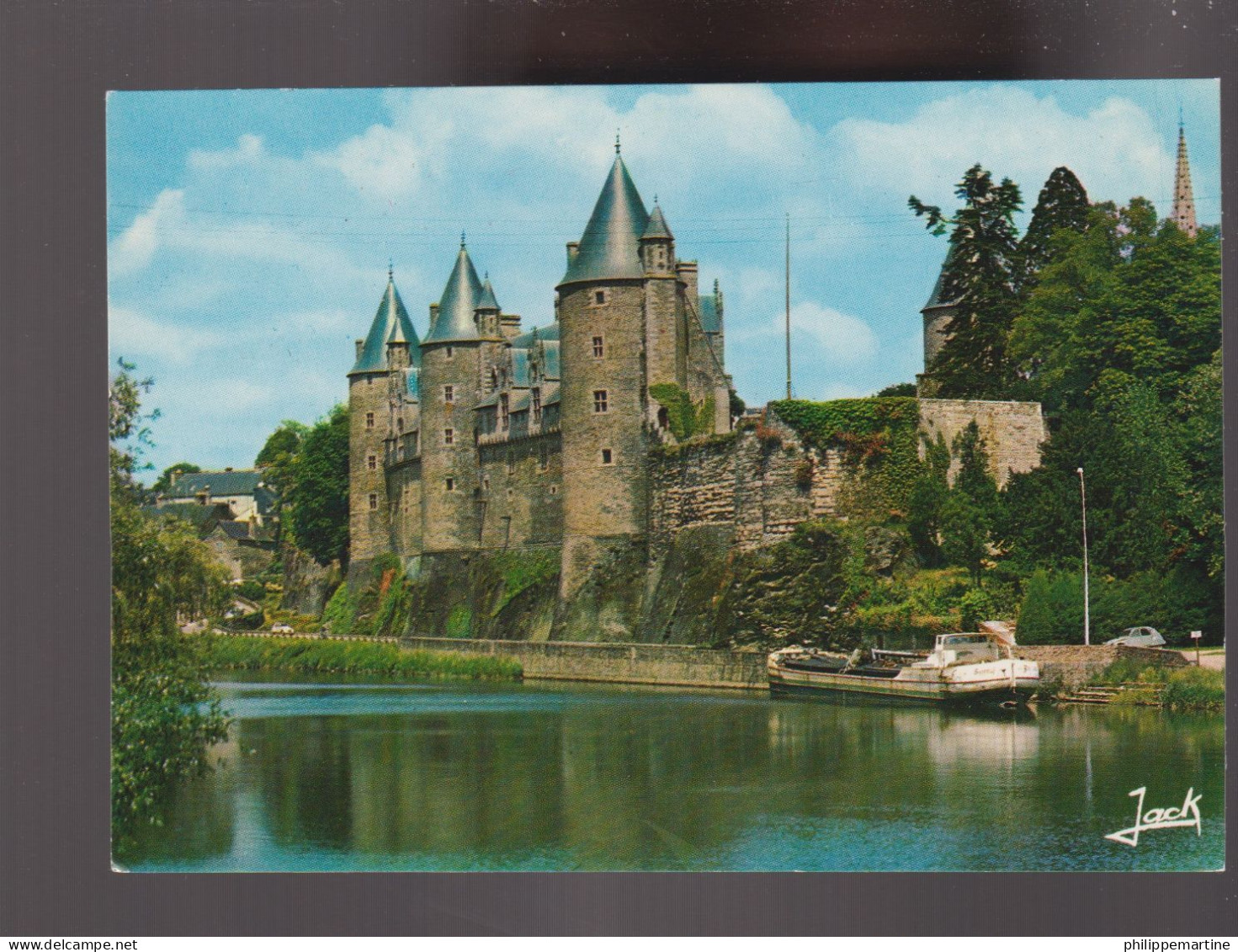 56 - Josselin : Le Château En Bordure De L'Oust - Péniche - Voitures (Citroën 2CV) - Péniches