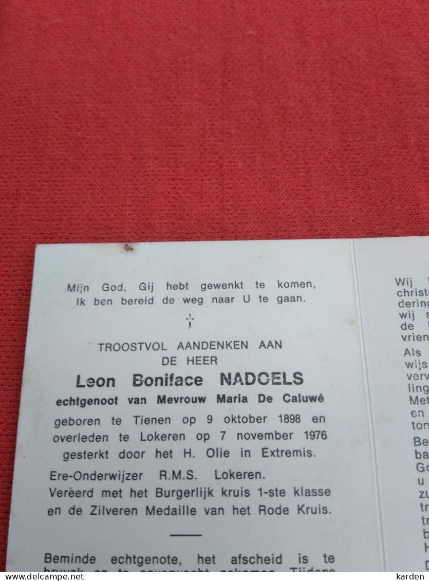 Doodsprentje Leon Boniface Nadoels / Tienen 9/10/1898 Lokeren 7/11/1976 ( Maria De Caluwé ) - Religion &  Esoterik