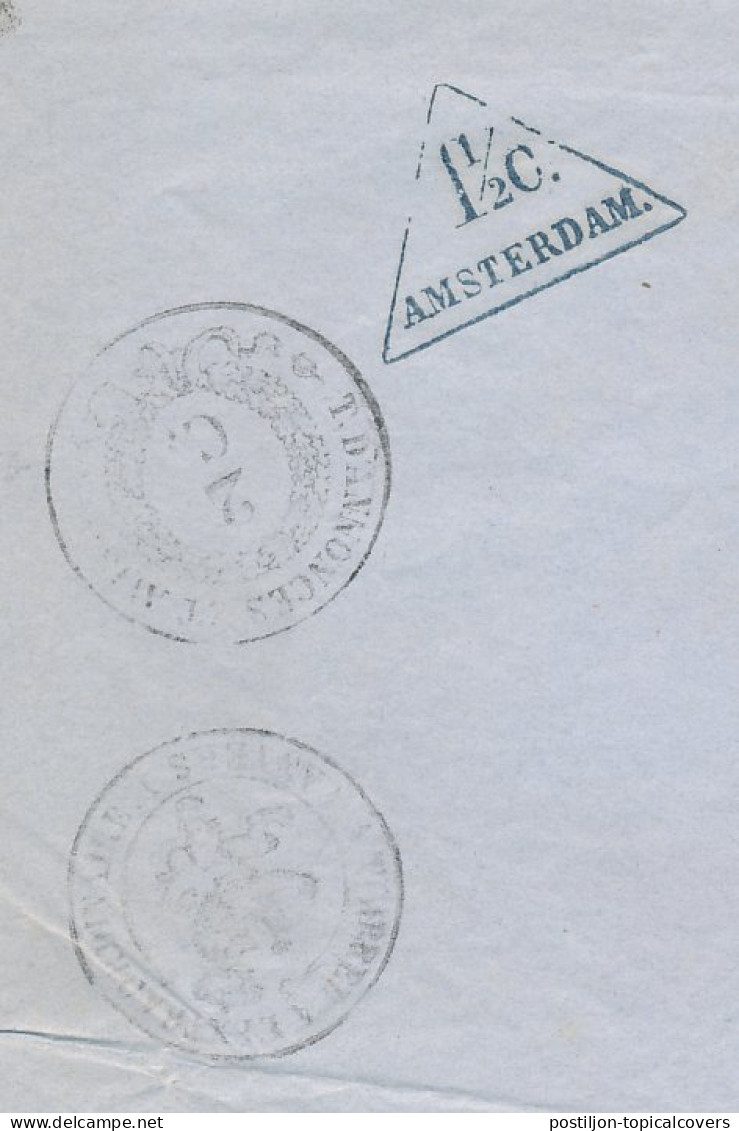 Amsterdam 1 1/2 C. Drukwerk Driehoekstempel 1855 - Revenue Stamps