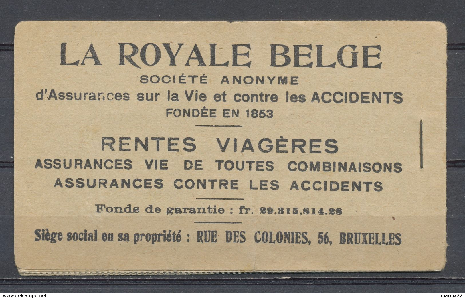 POSTZEGELBOEKJE 1912-1913 / CARNET DE TIMBRES-POSTE 50 X NR. 110 - DOORSCHIJNENDE BLAADJES  Vs181 - 1907-1941 Alte [A]