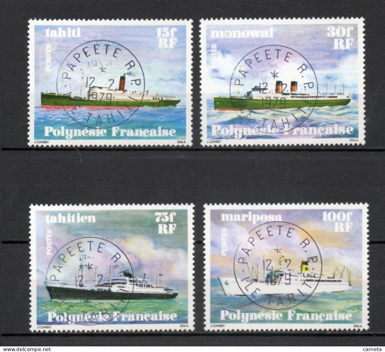 POLYNESIE    N°  124 à 127   OBLITERES   COTE  9.50€    BATEAUX - Oblitérés