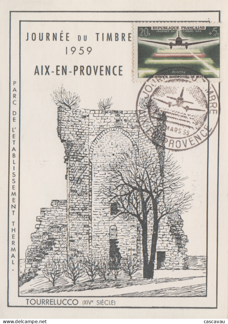 Carte  Locale  1er  Jour   FRANCE   JOURNEE  Du  TIMBRE   AIX  EN  PROVENCE   1959 - Giornata Del Francobollo