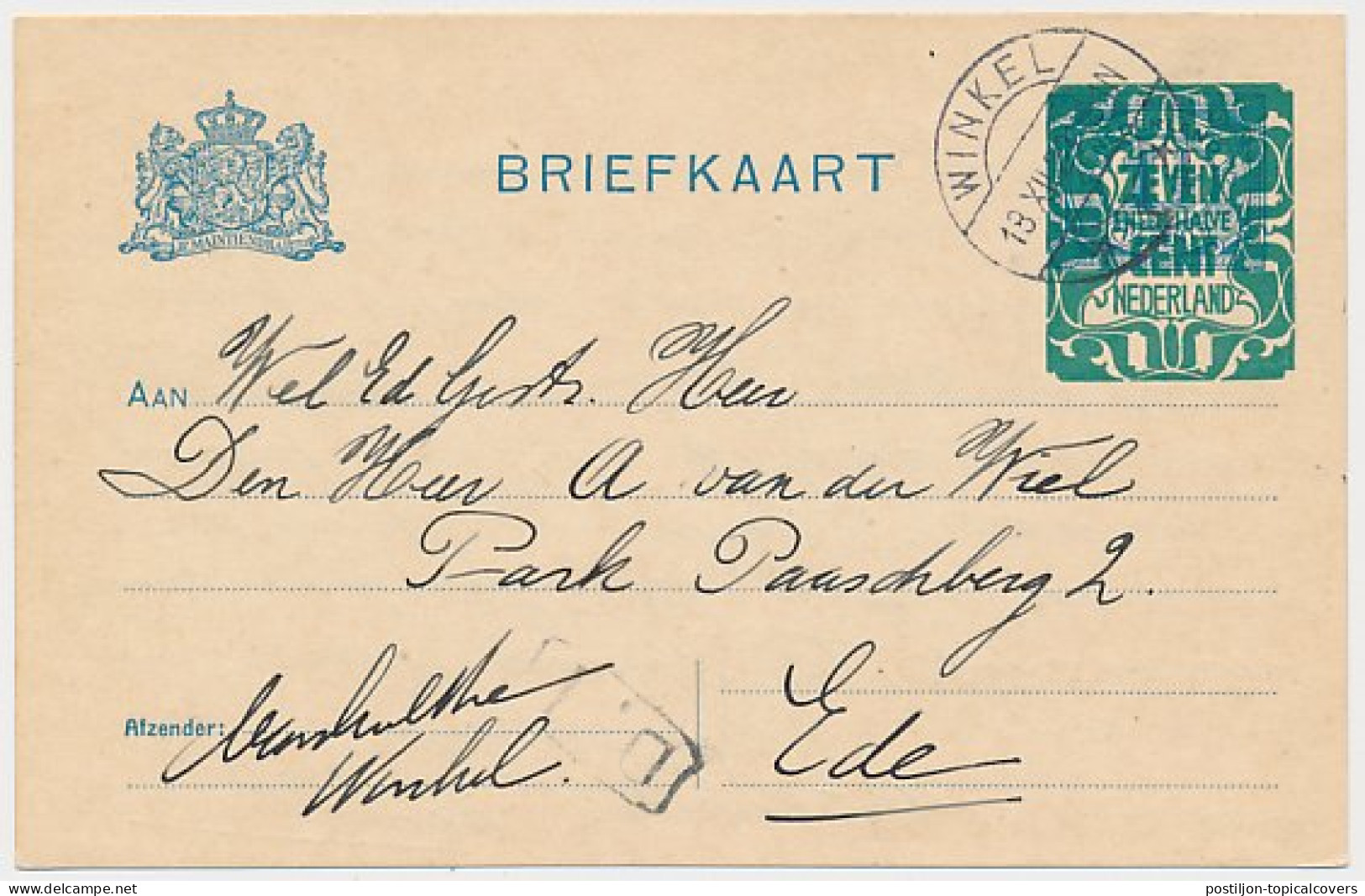Briefkaart G. 163 II Winkel - Ede 1923 - Interi Postali
