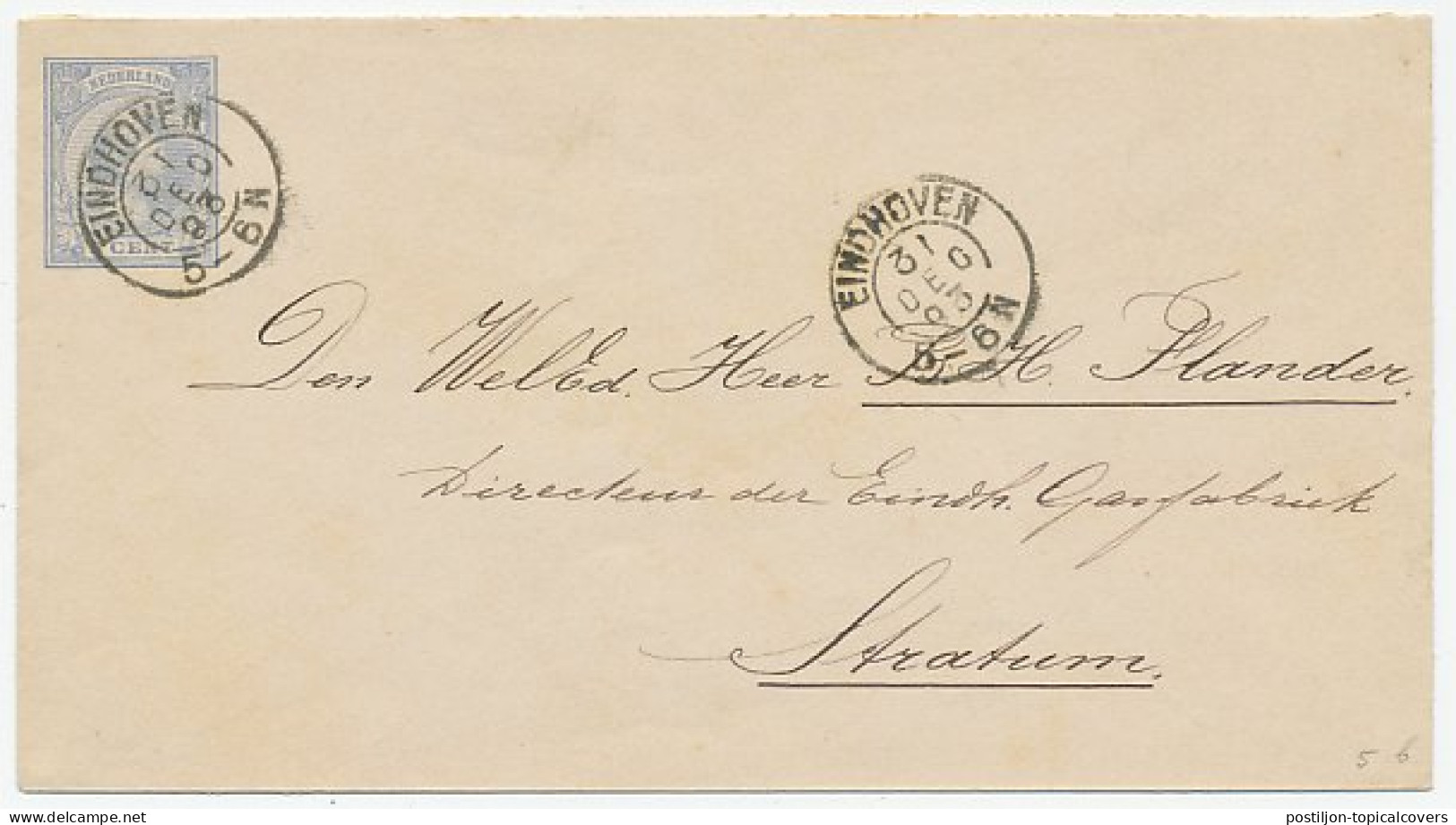 Envelop G. 5 B Eindhoven - Stratum 31.12.1893 - Interi Postali